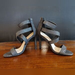 N for Nicole Miller SINDY Black Rhinestone Strappy Heels